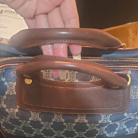 Celine Boogie bag Blue and Brown Satchel with Geometric Pattern AUTHENTIC - Picture 2 of 16